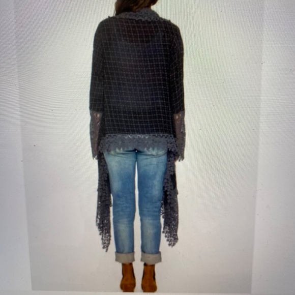 JOHNNY WAS Antoinette Crochet Jacket Blue Waterfall Cardigan Eyelet Boho S EUC - Picture 13 of 14